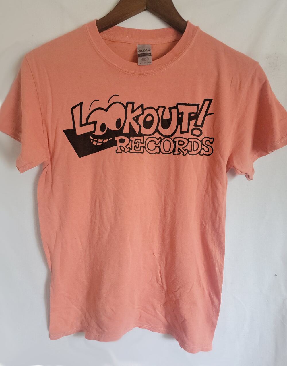 Lookout records t shirt Size Small Coral Silk